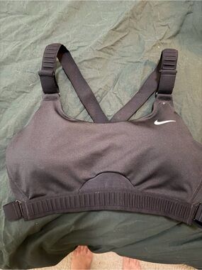 Nike Black Racerback Sports Bra with White Logo